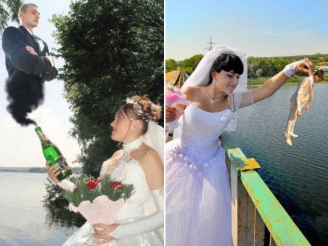 Перебор с "Фотошопом" на свадебных фотографиях из России (22 фото)